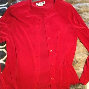 Soft wear Red button down silky top medium